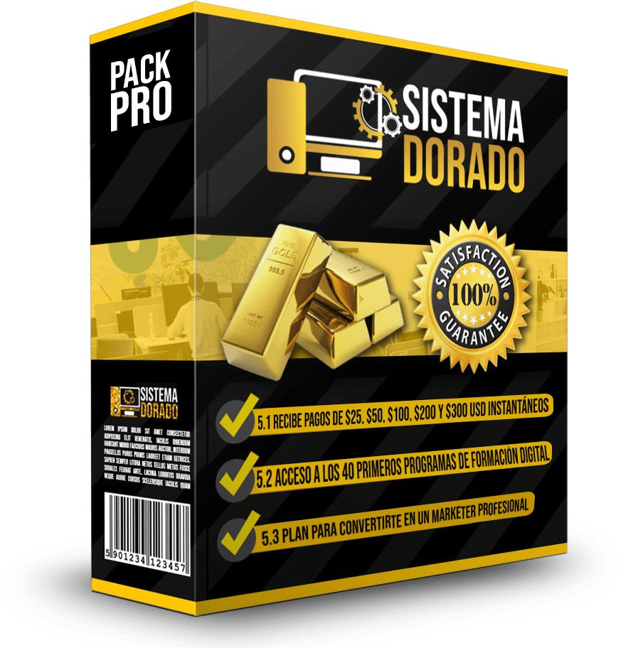 Paquete Pro sistema dorado - gana comisiones del 100% y pagos diarios